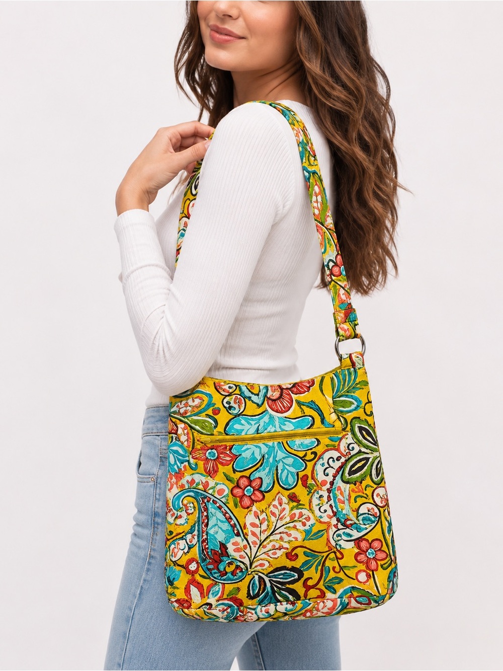Retired Vera Bradley Tutti Frutti Small Crossbody Shoulder Bag Yellow Floral